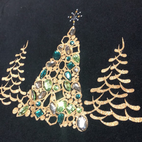 Karen Scott Christmas Tree Holiday Lind Sleeve Size S - Picture 2 of 5